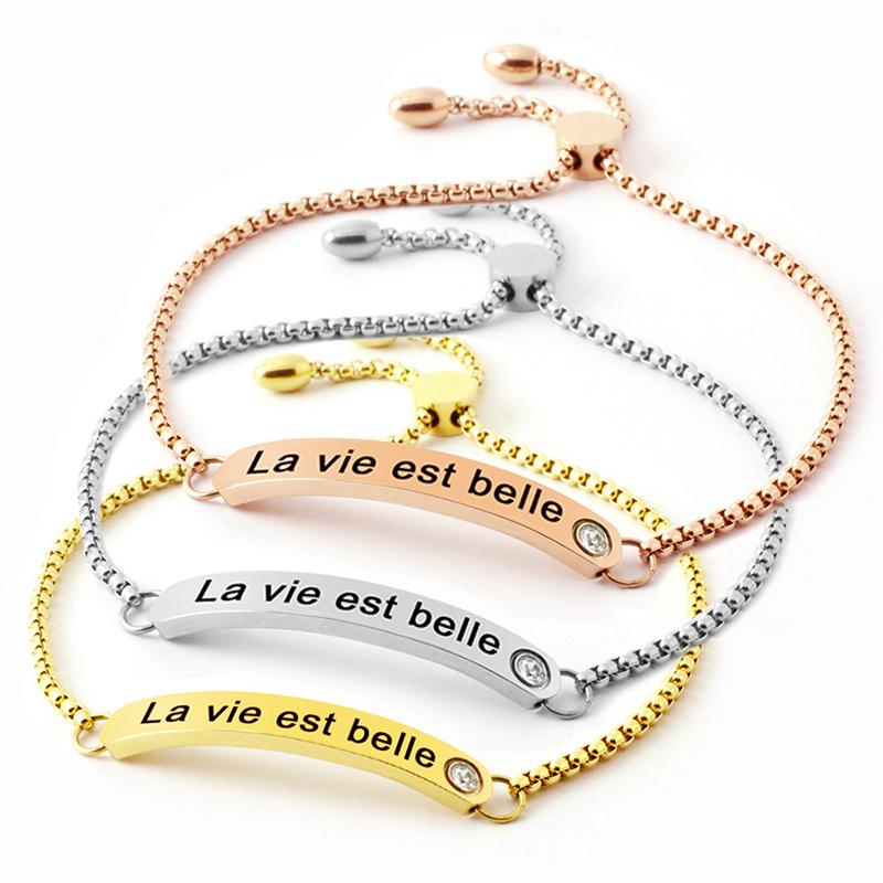 

Fashion Jewelry Stainless steel bar bracelet for women gift silver color/gold color/rose gold colorlink chain bracelets bangle