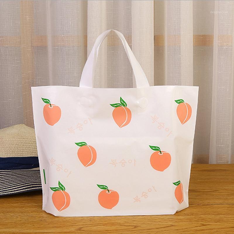 

INTEGRITY 50pcs Thickened Ins Cherry/Peach Small Fresh Style Plastic Tote Bag Girls Dress Shoes Cosmetics Shop Gift Shopping Bag1