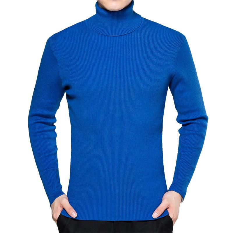 

Autumn Winter Male Skinny Turtleneck Pullover Fashionable Sweaters Slim Mens Clothes Casual Striped Knitted Sweater Korean Style, Black