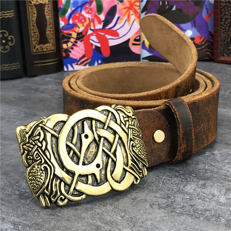 

Gold luxury metal buckle genuine reaper leather belt for male jeans wide laugh belt/589g 1LX1, Black