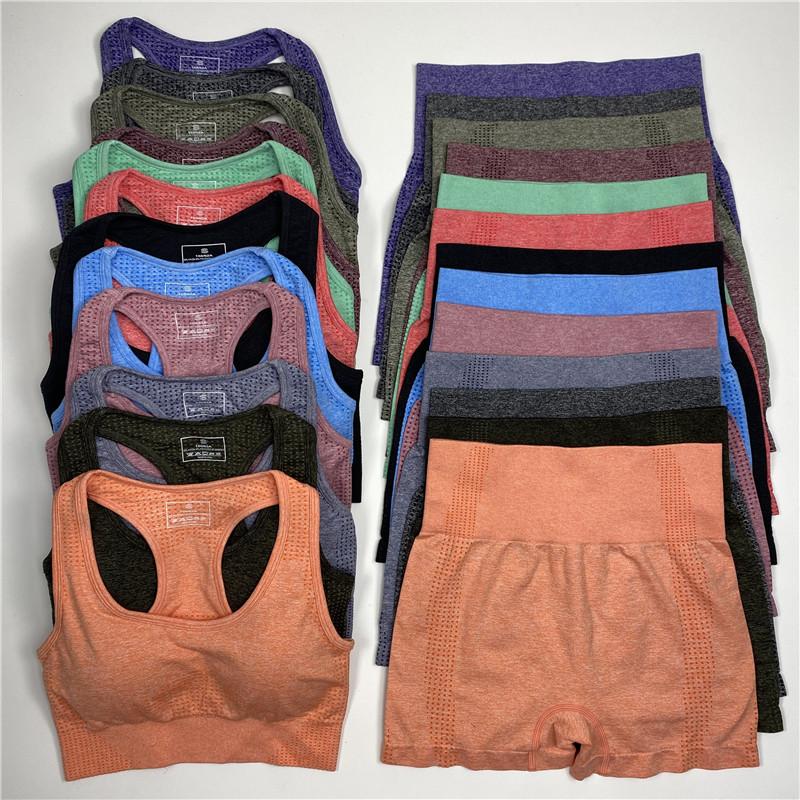 

Women Vital Seamless Yoga Sports Suits Sport Bra+High Waist Fitness Shorts 2 Piece Gym Set Running Sportswear Workout Clothes, Orange