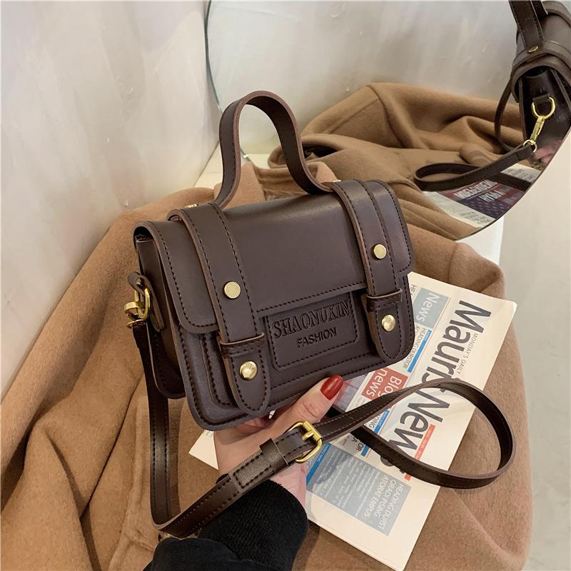 

Retro Handbag Bag Female 2021 New Fashion Lady Atmospheric One-shoulder Portable Small Square Bag Western-style Messenger, Black