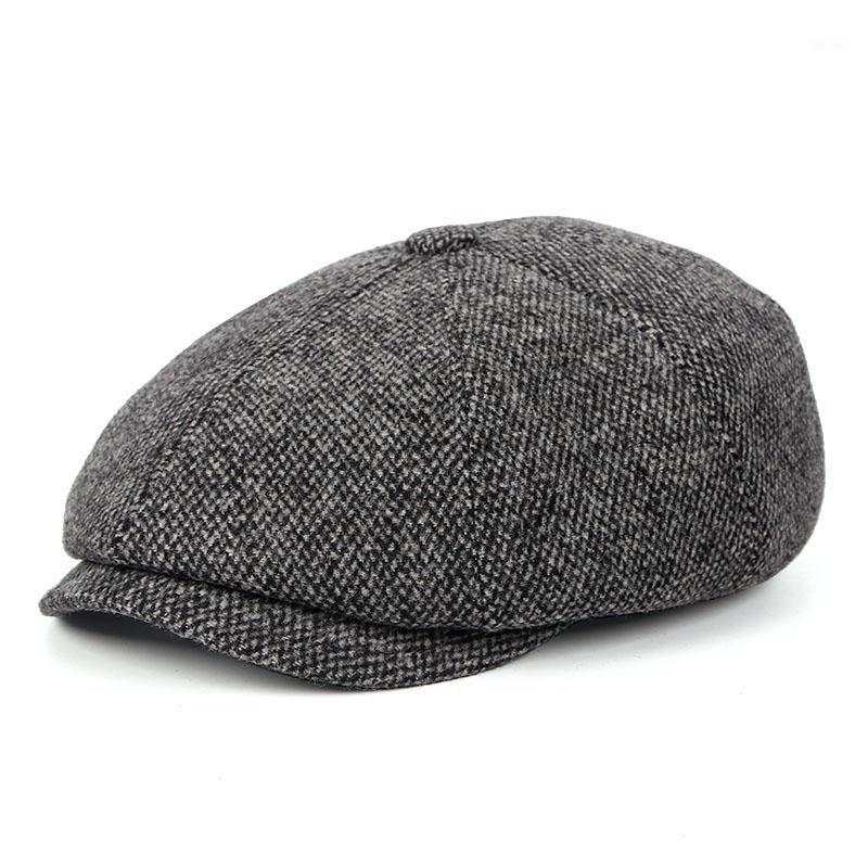 

New 2020 Winter Tweed Newsboy Cap Men Women Beret Hat Earflap Retro Vintage Painter Beret Flat cap Ivy Cabbie Hats1, Brown