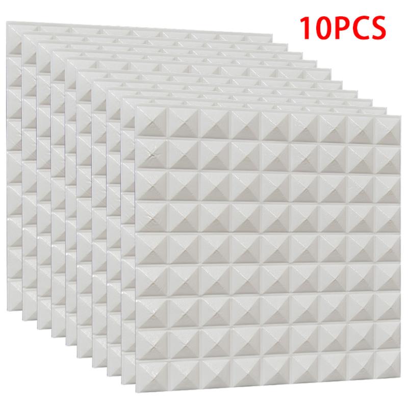 

10 Pcs Foam 3D Brick Wall Stickers Self-Adhesive DIY Wallpaper Tile Wall Stickers for Panel Background Bedroom Decor