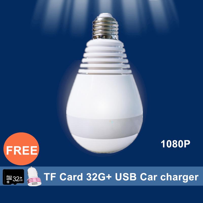 

Easy hidden Free 32G TF card wifi_bulb_camera home security panoramic wifi Camera 960P 1080P HD IP Camera