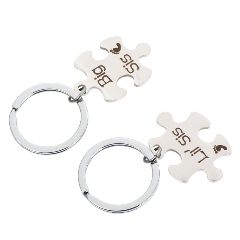 

2pcs Unique Puzzle Keychain Decor Lovely Couple Keychain Stainless Key Ring