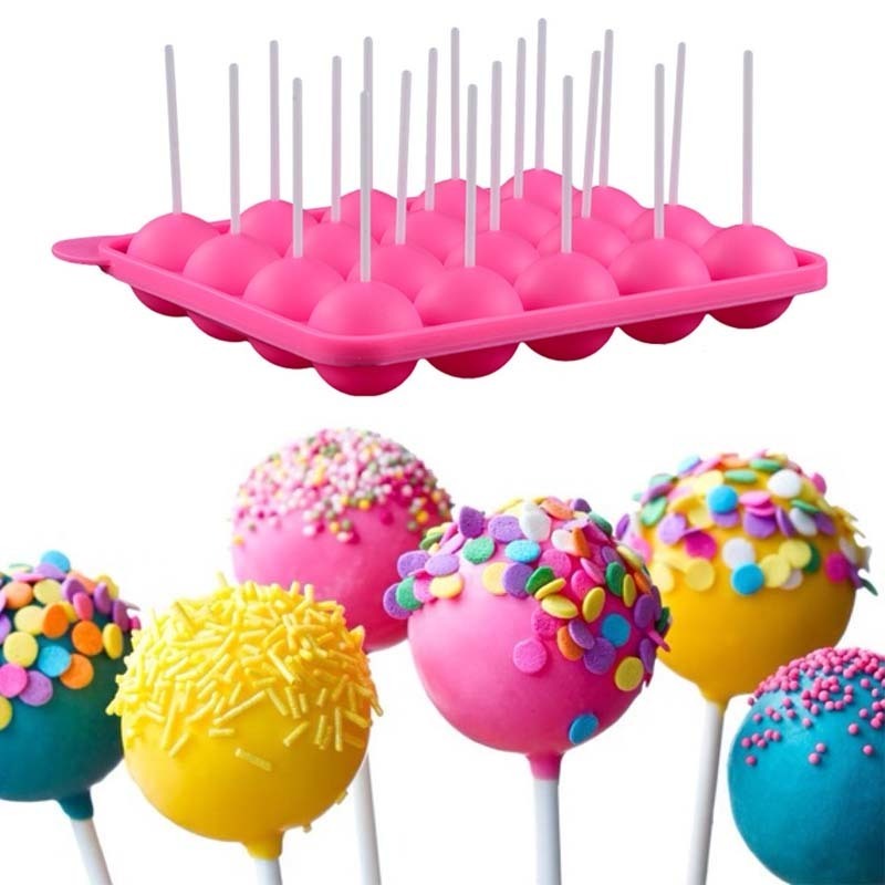 

1PC 20 Holes Silicone Cake Candy Cookie Mold Cupcake Lollipop Sticks Tray Stick Chocolate Soap DIY Mould Baking Tool 201023