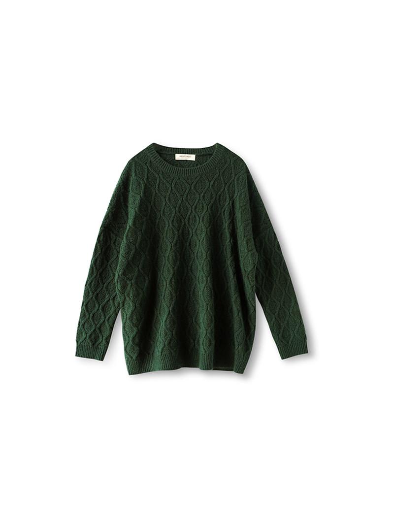 

Vintage Norwegian Forest Green Sweater Women O-neck Crochet Hollow Long Sleeve Oversized Pullover Jumper Female Winter Clothes
