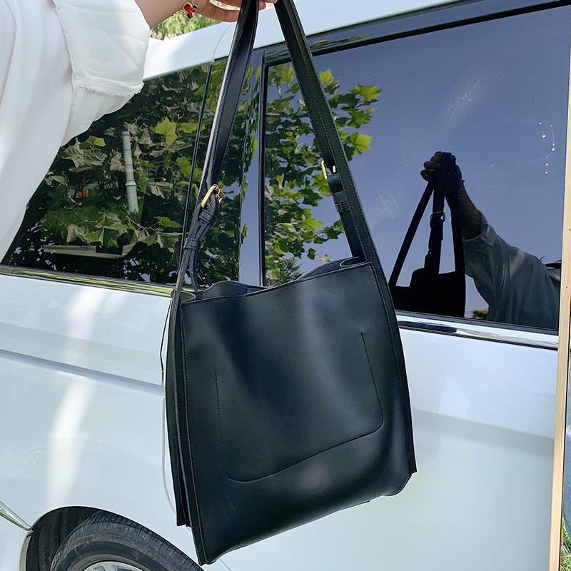 

Women's Handbags High Capacity Pu Leather Ladies Casual Solid Color Shoulder Bags Reusable Women Shopping Bags Ladies Travel Bag, Black