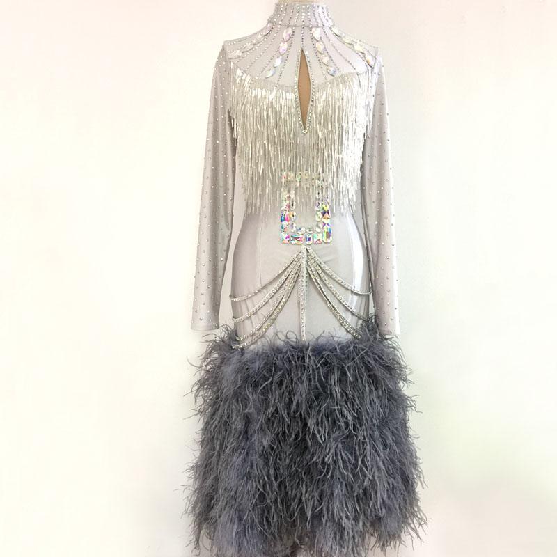 

Customized Children's Latin Dance Competition Dress Latin Dance Performance Adult Performance Dress Skirt, Black