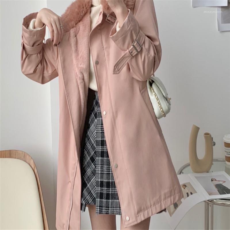 

2021 Winter Lady Temperament Korean Version Of High Temperature Stereotyped Long-Sleeved Women's Windshield1, Black