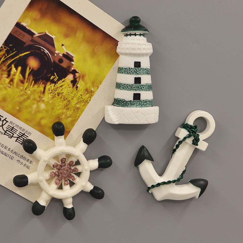 

7/4/3pcs Cute Sea Style Magnetic Refrigerator Sticker Sailboat Lifebuoy 3D Creative Stickers Message Posts Home Decor souvenir