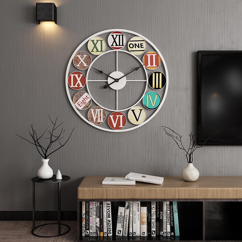 

Large Size Wall Clock Room Decor Vintage Metal Wall Watch Digital Clocks Mechanism Modern Design Home Decoration Accessories