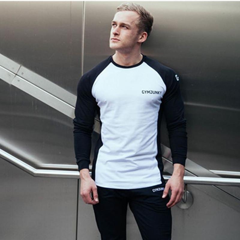 

Men's T-Shirts Long Sleeve T Shirt Men Spring And Autumn Festival Moda Masculina Cotton Round Neck Slim Gym Fitness Running Supernatural Tsh, White;black