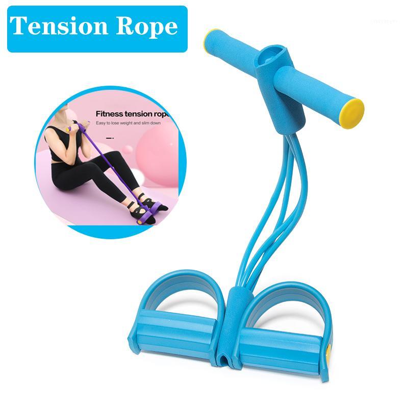 

Multi-Function Fitness Resistance Band 4-Rope Sit-up Foot Pedal Pull Tension Rope Exerciser Trainers Home Workout Blue1