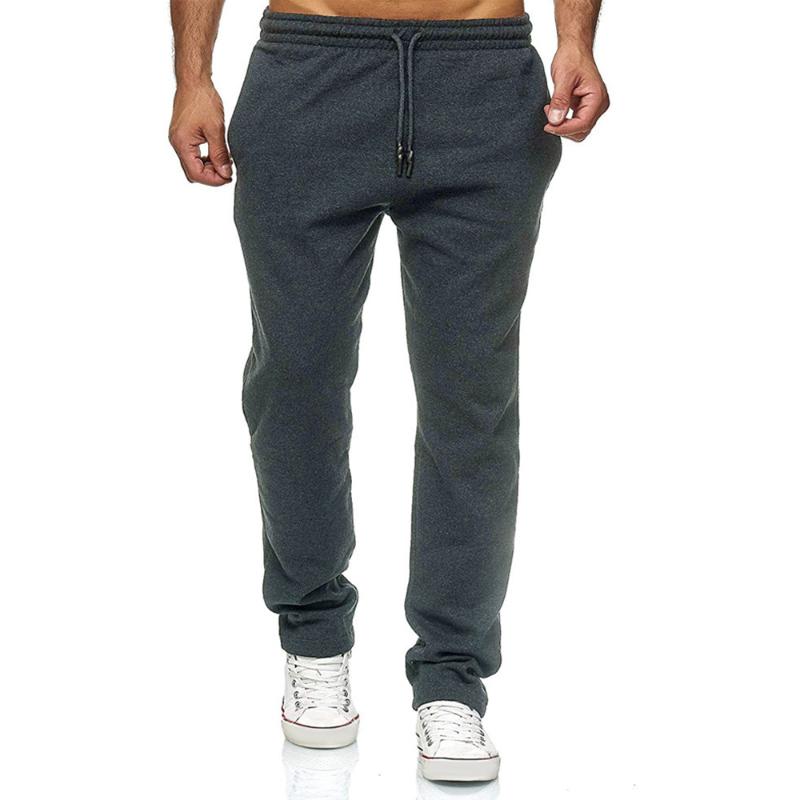 

Sports Pants Men Clothing Solid Elastic Waist Drawstring Men's Pants Casual Joggers Men Fitness Running Male, Black