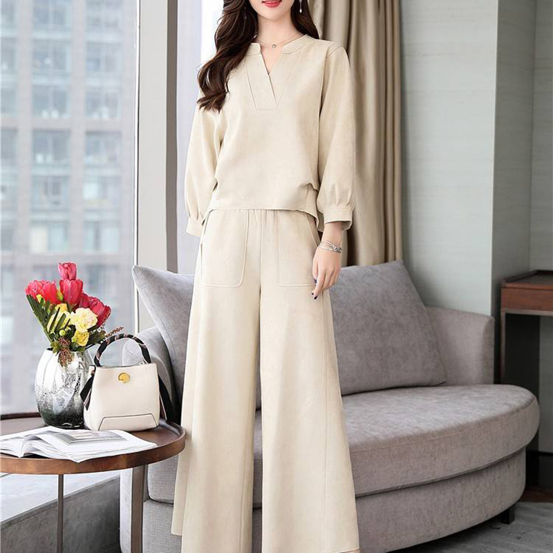 

Spring Fall 2020 Tracksuit Long Sleeve with Cleavage v Nightgown 2 Piece Casual Sports Suit Women's Ensemble Training Atrx, Green