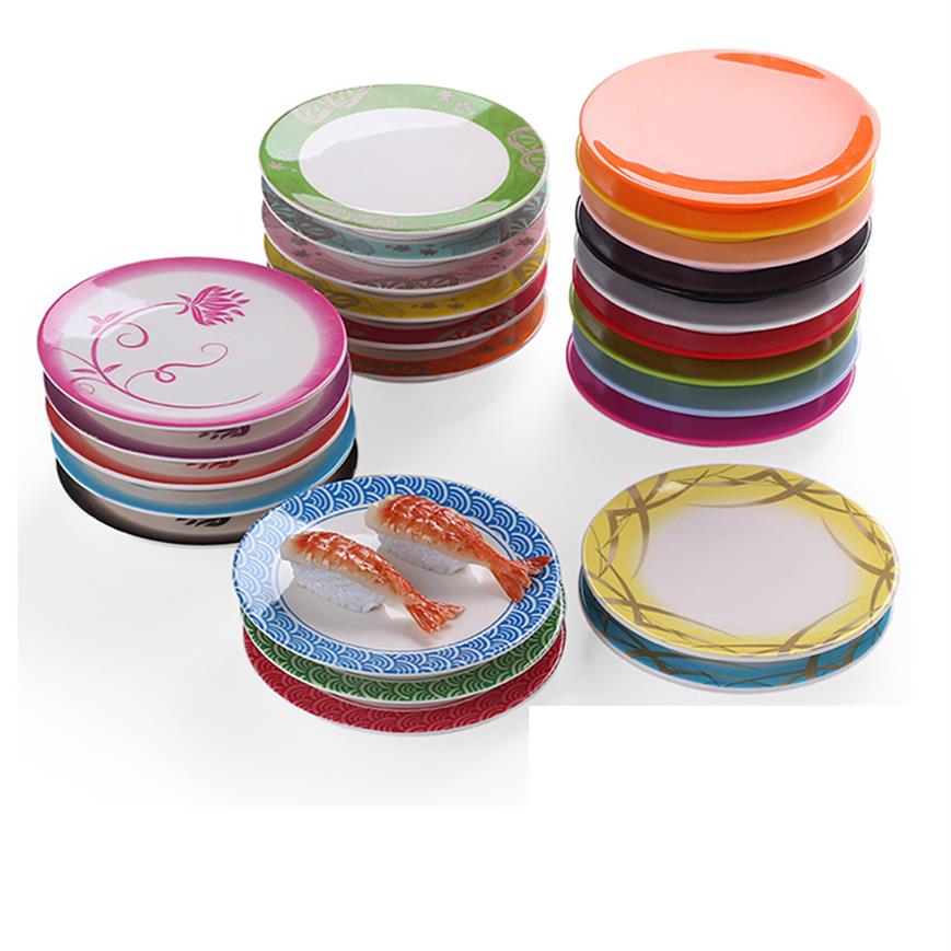 

Dinner Plates Food Melamine Dish Rotary Sushi Round Colorful Conveyor Belt Serving Plate Dinnerware a25, Remark colors