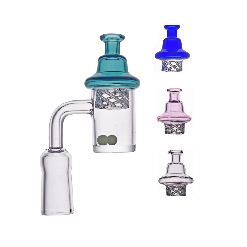 

10/14/18mm Male Female Quartz Banger nail+Spinning Carb Cap + Glow in the Dark terp pearls Thick banger Domeless nail for Dab Rig Bong