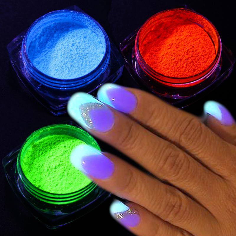 

Ombre 1 Box Neon Pigment DIY Nail Powder Fluorescence Gradient Nail Glitter Summer Shinny Dust Art Decor Manicure