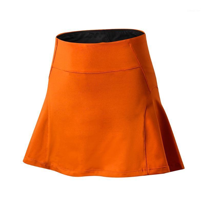 

Women Solid Color Sports Skirt High Waist Quick Dry Pocket Ruffles Lining Skirt For Home Gym Yoga Tennis Running Fitness faldas1, Black