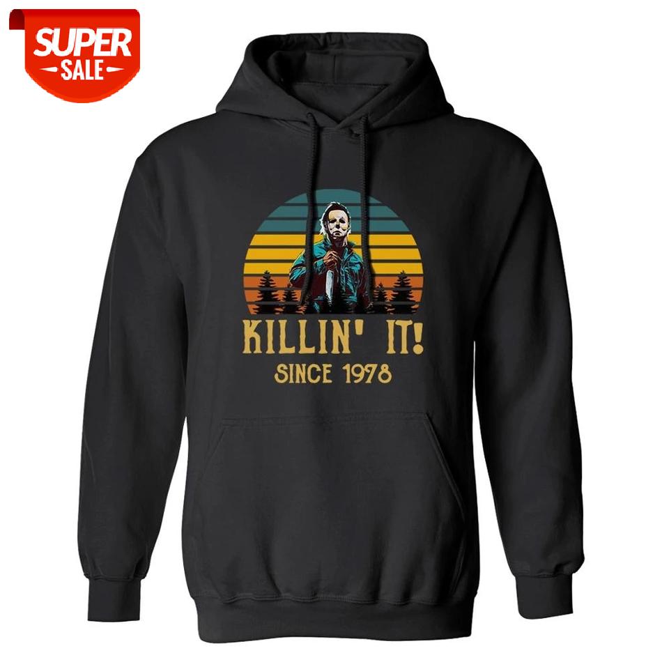 

Halloween Michael Myers Killin' It Since 1978 Horror Movie T Shirt - Hoodies Cotton hooded fleece hoodies Gift for men and women #DO1Q, Black