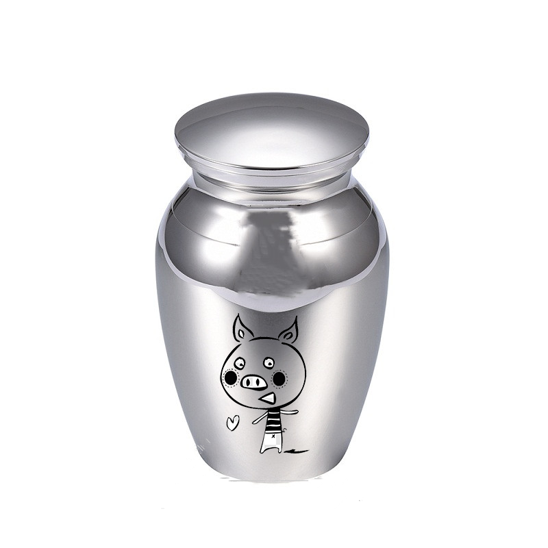

IJU026 Stainless Steel Pecs Cartoon Picture Cremation Urns for Human Pets Ashes Souvenirs