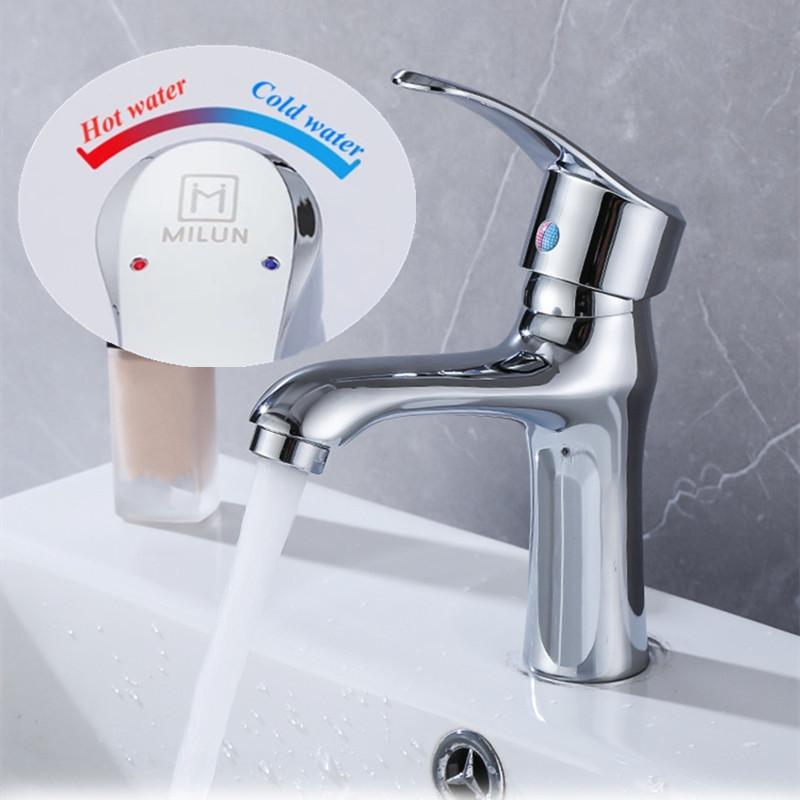 

NEW Sliver Faucet Stainless Steel Bathroom Basin Faucets Blacked Hot & Cold Water Mixer Tap Single Hole Bathroom Accessories