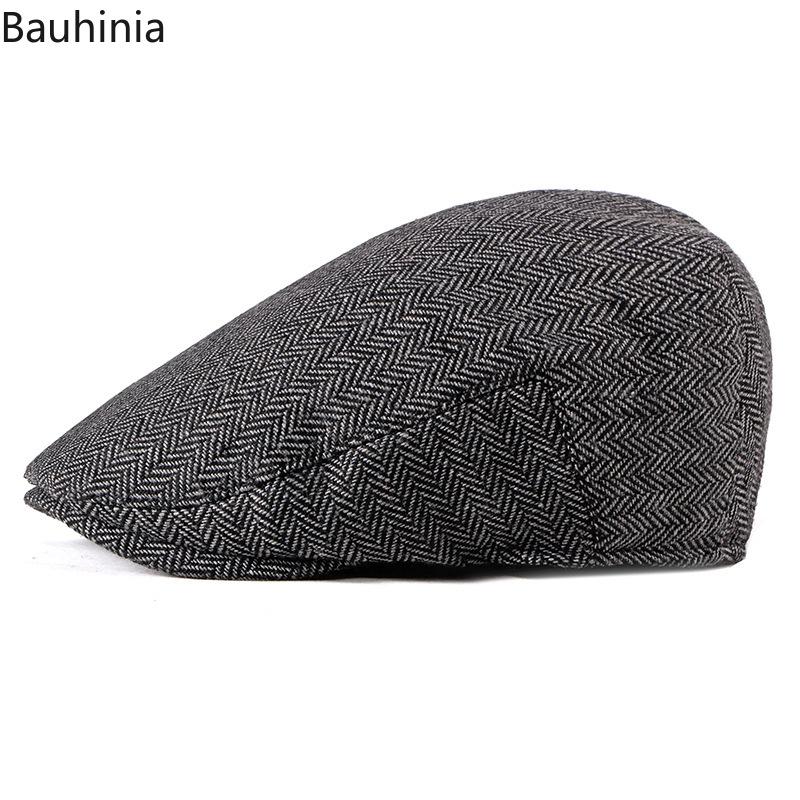 

Bauhinia Classic Vintage Newsboy Caps men women Winter Peaky Blinders men Herringbone Octagon Caps Gatsby Flat Beret hats, Black