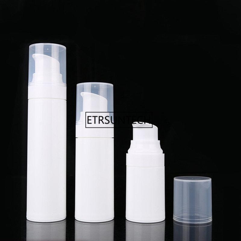 

100pcs 15/30/50ml Portable Empty Refillable Bottles Pump Airless Pump Cosmetic Containers With Transparent Cap F2960