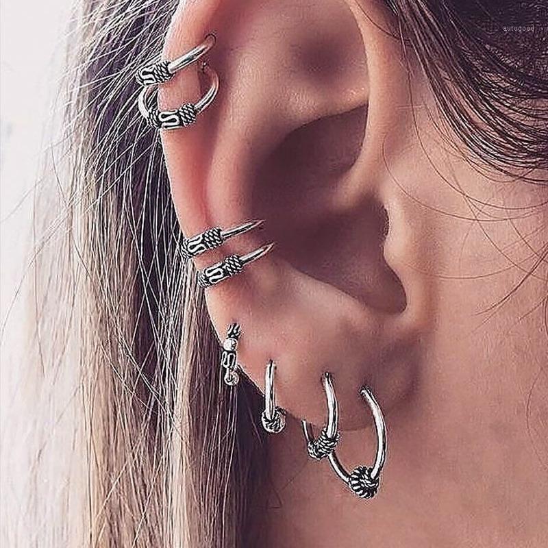 

Stud Fashion 2021 C-shaped Earings Boho Earrings Clip On For Women Set 8 Piece Jewelry Wholesale Kolczyki1