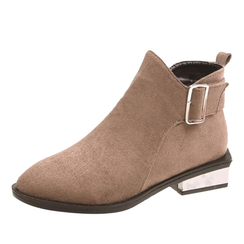 

Autumn Winter Suede Ankle Boots WoMen Zipper Flock Retro Cool Elegant Buckle Strap Short-Plush Pointed Casual Keep Warm Boots, Black