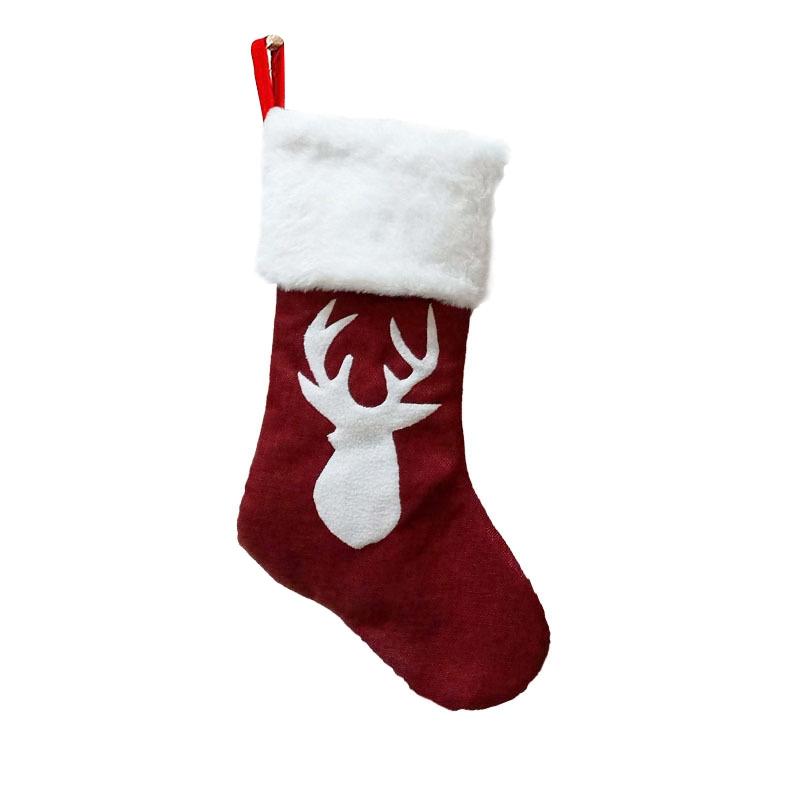 

G Christmas Socks Gift Bag Kenaf Elk Embroidery Christmas Socks Gifts Pendant