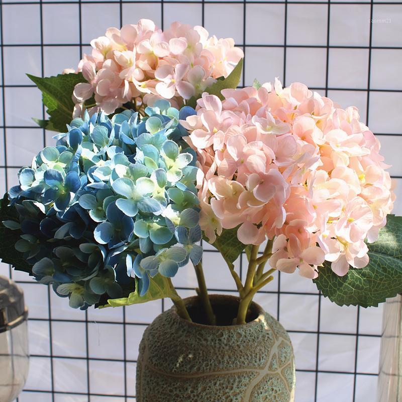 

Luxury Large artificial Hydrangea flower branch silk fake flowers for wedding party diy decoration home table centerpiece flores1, Blue