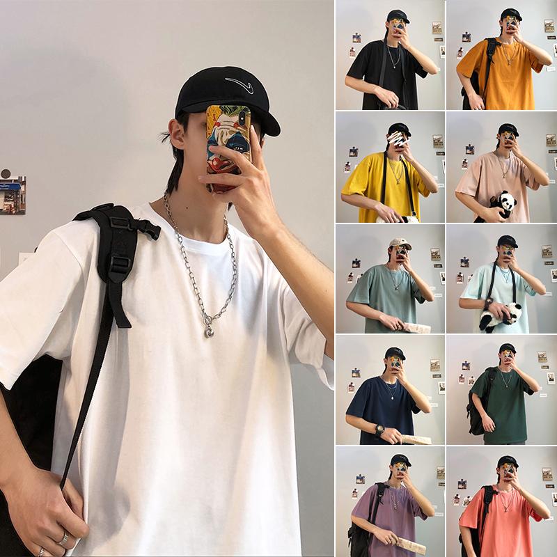 

Multicolor workout clothes fitness men' oversized T-shirt outdoor hip-hop streetwear loose half-sleeved T-shirt fitness ins, Photo color