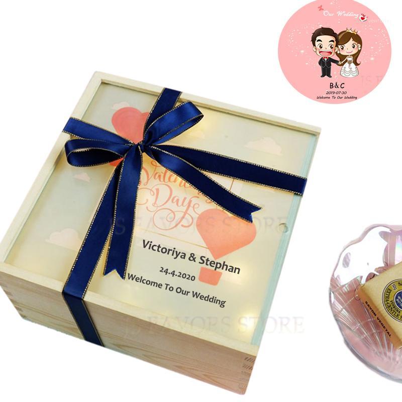 

Free shipping 1pc Custom logo wood auto lighting birthday marriage wedding party bride groom bridesmaid empty gift large box1