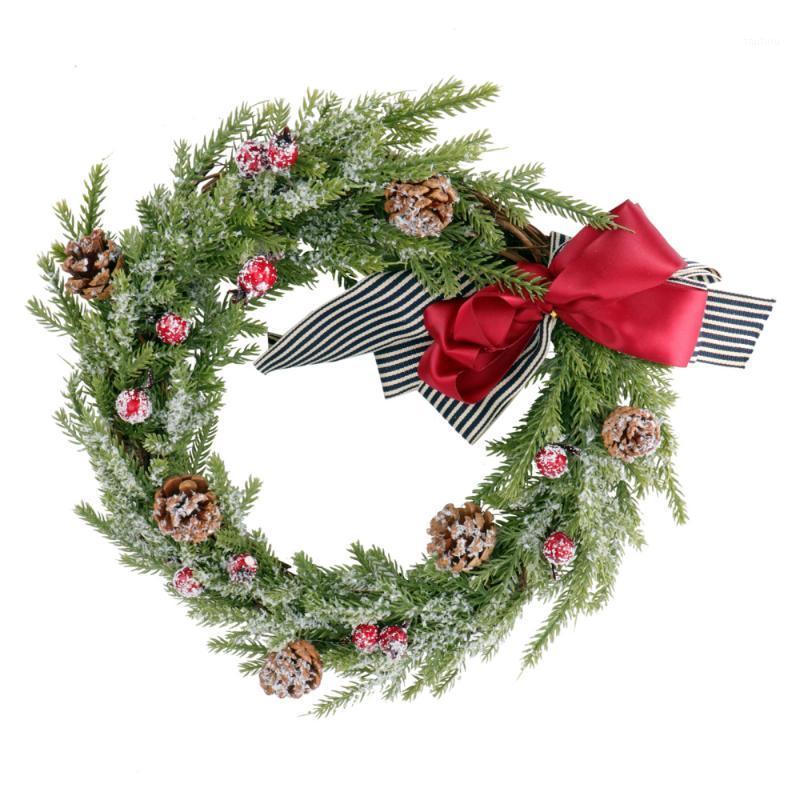 

1pc Xmas Garland Bow Designed Wreath for Festival Xmas Door Wall1, Stripe