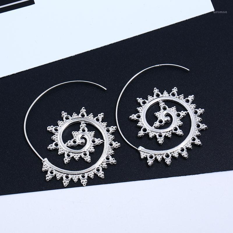 

Fashion Round Circle Hoop Earrings For Women Bijoux Gold Metal Jewelry Vintage Punk Tibetan Ethnic Earring Brinco Aros E662-A1