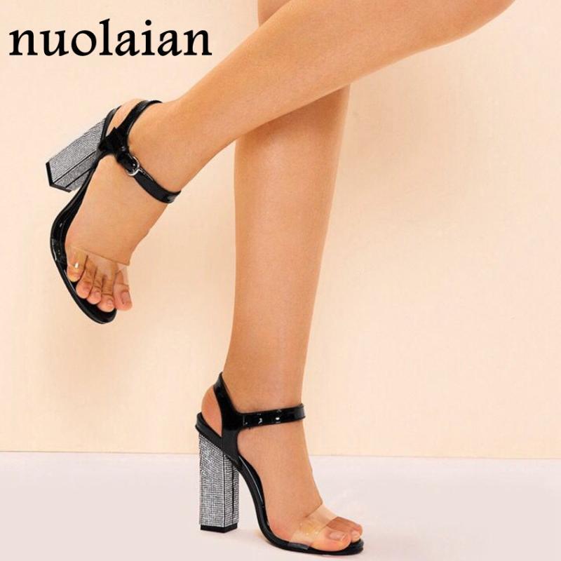 

Women's 11CM High Heels Crystal Sandals Ladies Summer Sandal Shoes Dress Party Platform Pumps Open Toe Pump Shoes1, Black zuangen