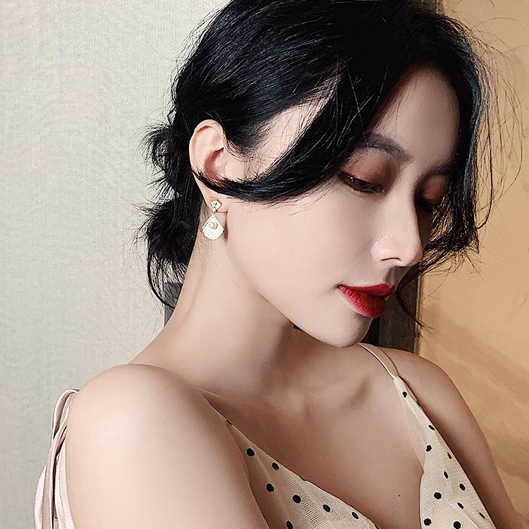 

SJGU-298 new design fan-shaped Pearl Earrings for woman luxury zircon jewelry girl's unusual Earrings Fashion Party accessories