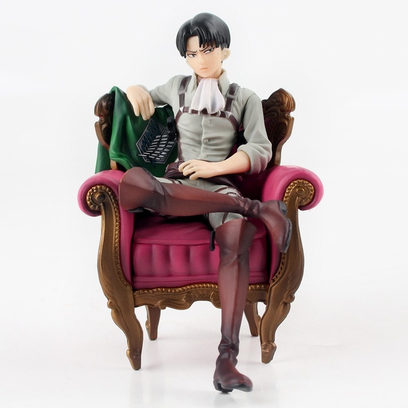 

13cm Anime Attack on Titan Levi Rivaille Rival Ackerman Sofa Solider Levi Sleeping Chair Ver. PVC Action Figure Model Toy Gift Q0522, No box