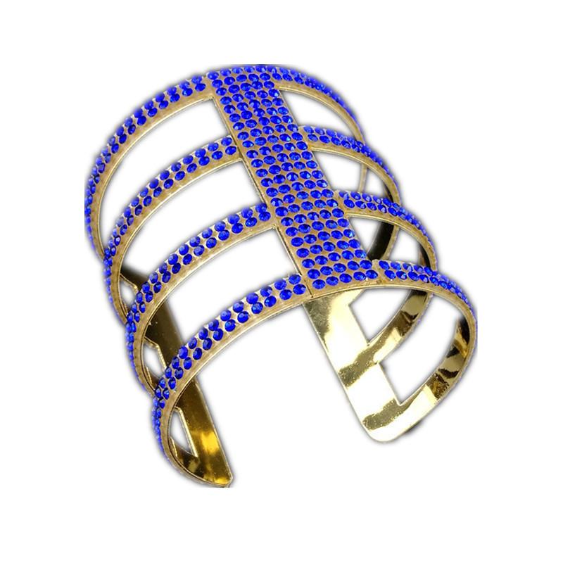 

Vintage Crystal Cuff Bracelets & Bangle for Women Fashion God Color Hollow Out Metal Bracelet Punk Female Jewelry Party Gift
