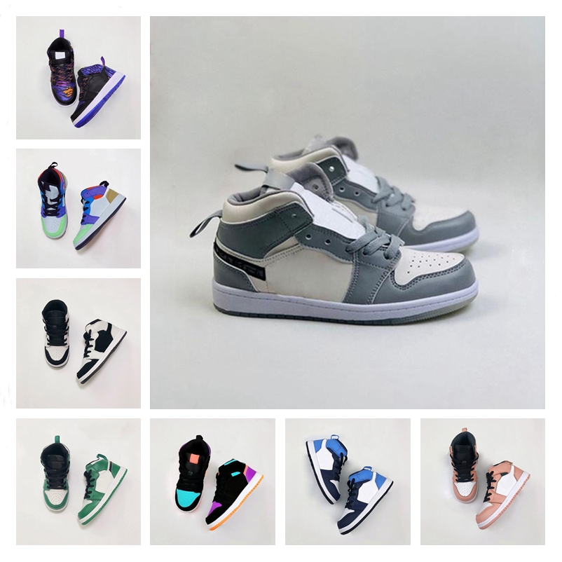 

Infants 1s I Toddler Basketball Shoes Pine Quartz Bred Toe Gym Red White Black Chicago Sneakers Melody Mid Multi-Color Tie-Dye Kids Shoes, With box