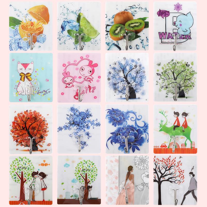 

Multiple patterns 8 pieces strong seamless hook kitchen wall glue bathroom living room creative hook