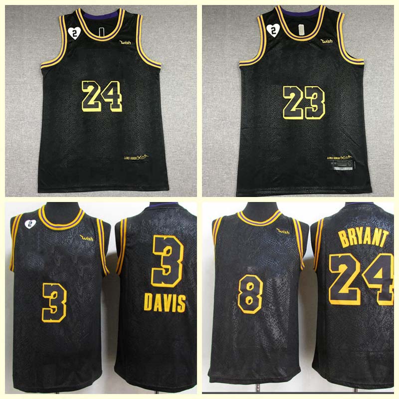 

2020Los Angeles Lakers LeBron James Black Mamba Bryant Anthony Davis swingmen basketball jerseys