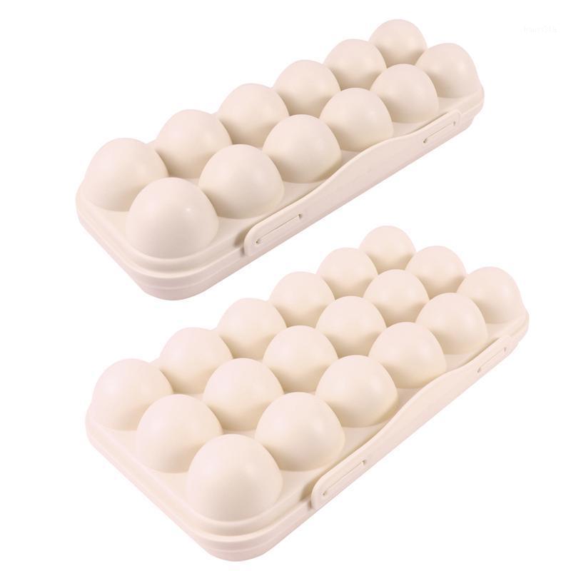 

2pcs Kitchen Egg Tray Holder Egg Storage Box Refrigerator Crisper Storage BBQ Shocproof Holder Cover Lock Container with Lid1