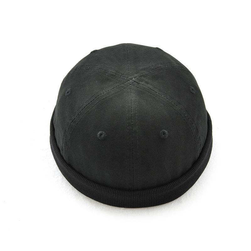 

2021 Spring Summer and Autumn Pure Cotton Sun Hat Male Hiphop Brimless Sailor Hats Big Head Men Women Beret Cap 54-60cm 60-63cm, Black