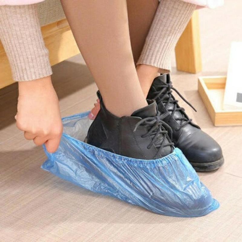 

NEW 100Pcs Disposable Shoe Dust Covers Waterproof Shoes Cover Dust-proof Plastic Organizer Rainy Outdoor Cleaning Shoe Covers