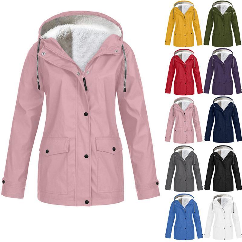 

Women' Autumn Winter Solid Fleece Softshell Jacket Outdoor Mountaineering Clothes Windproof Rainproof Windbreaker Casual Coat1, 06