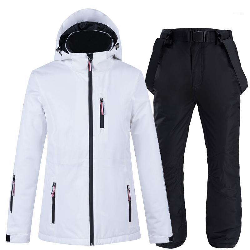 

Ski Suit Men And Women white Windproof Waterproof Ski Set Thickened Warm Couple Snowboarding Jacket Pants Two Piece Suit1, W1